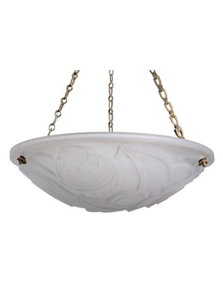Art Deco hanglamp, Frankrijk, matglazen schaal