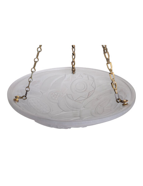 Art Deco pendant lamp, France, frosted glass bowl