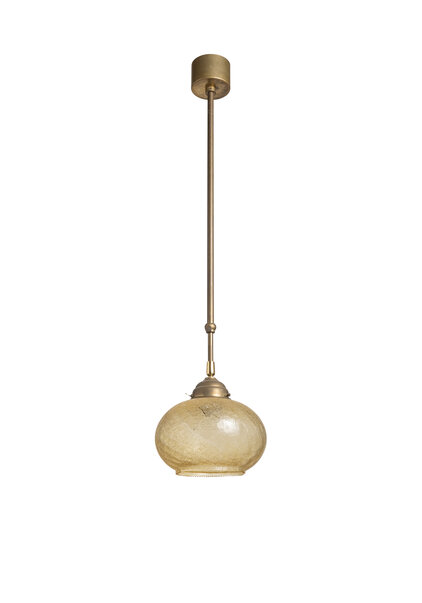 Sliding Pendant Lamp with Brown Glass Shade
