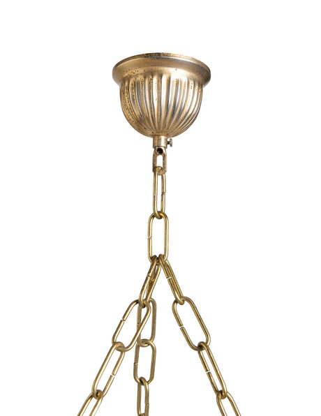 Jaren 30 hanglamp, matglazen schaal aan ketting