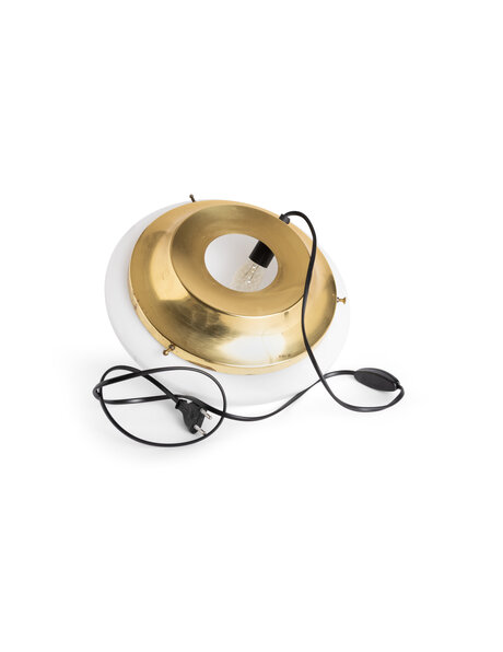 Wit glazen tafellamp, vrij plat model