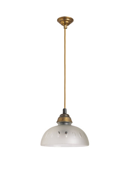 Kleine Hanglamp met Geslepen Olijfjes, Jaren 30