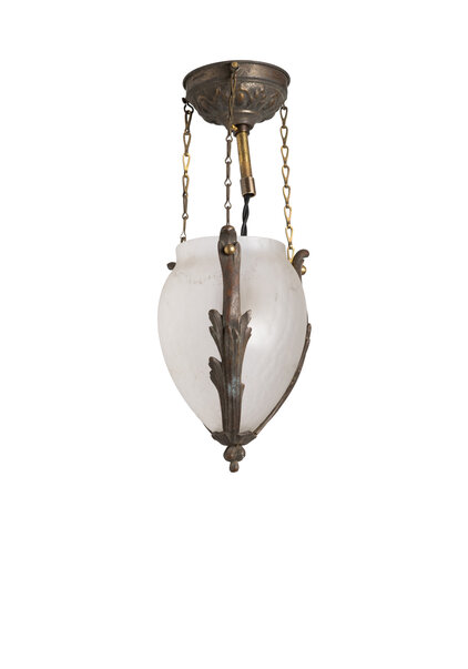 Classic Hanging Lamp, Matte Glass in Brown Copper Fern