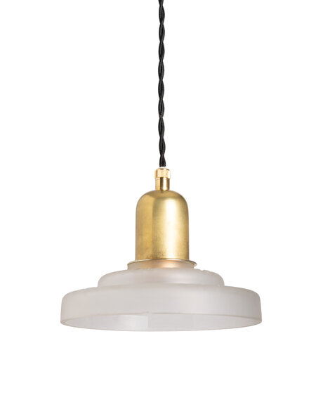 Small old hanging lamp, frosted glass shade on cord