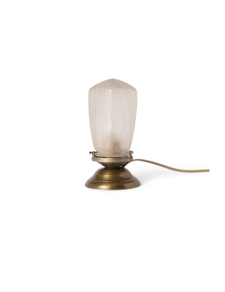Small table lamp, brown brass and frosted glass