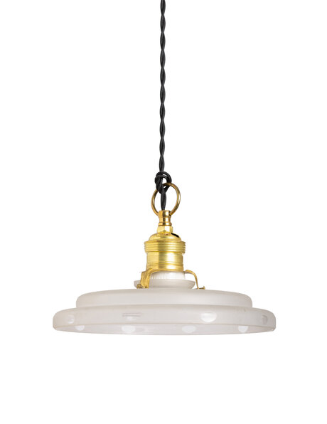 Small frosted glass pendant lamp, stepped glass shade