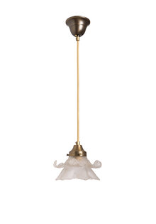 Sierlijk Vintage Hanglamp, Matglazen Bloemkelk, Jaren 40