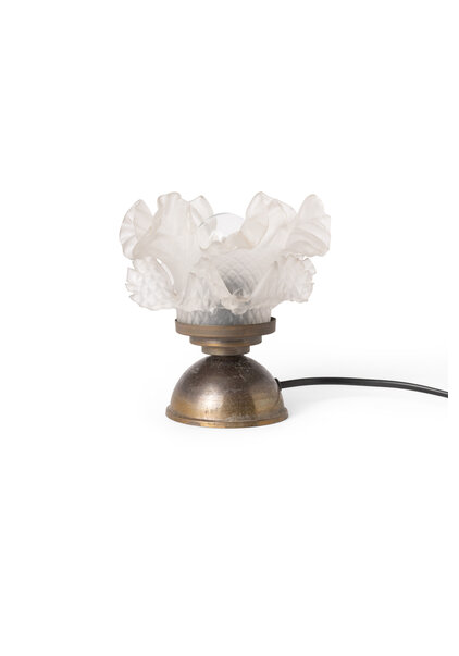 Small Classic Table Lamp with Frosted Glass Rose, 1940s