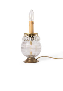 Glazen Tafellamp, Geslepen Glazen Bolletje, Jaren 40-50