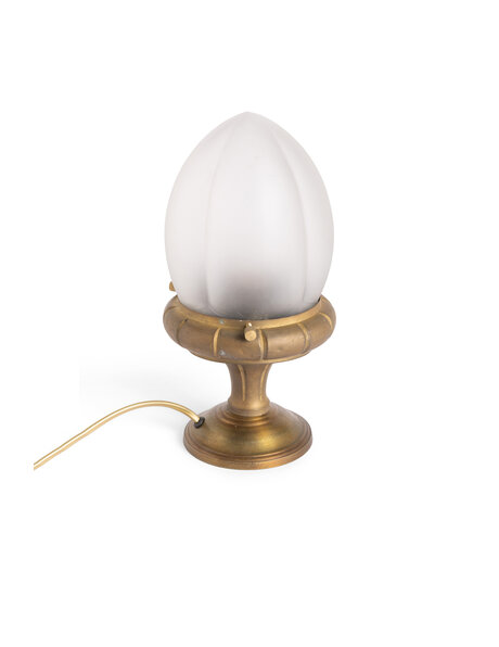 Old table lamp, frosted glass blossom bud
