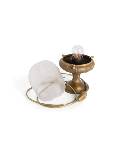 Old table lamp, frosted glass blossom bud
