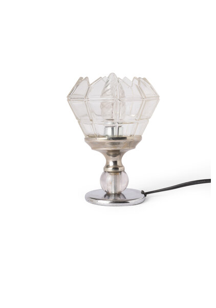 Angular table lamp, clear glass, 1940s