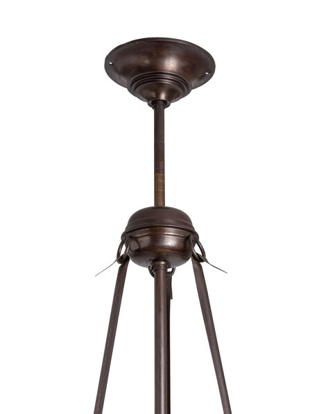 Grote hanglamp, gebruineerd koper, stof