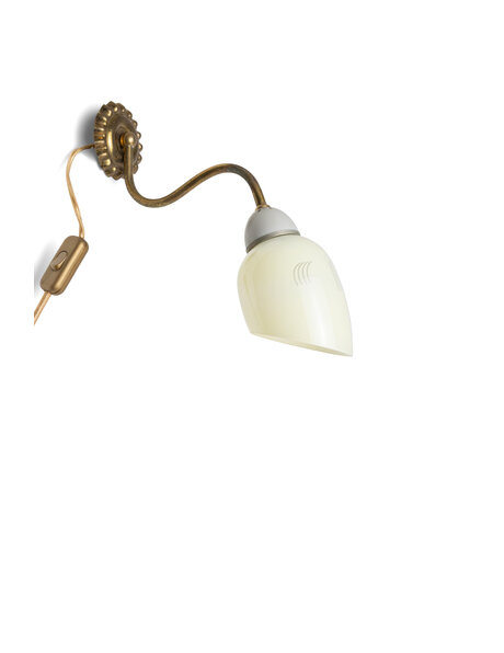 1950s wall lamp, light yellow glass