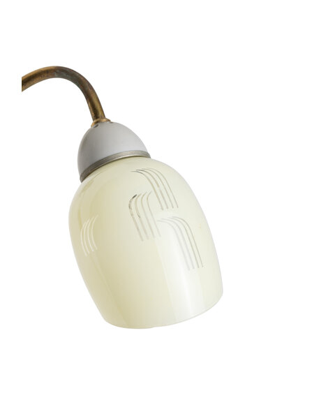 Jaren 50 wandlamp, licht geel glas