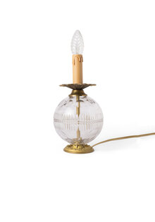 Glazen Tafellamp, Glazen Bolletje, Geslepen Glas, Jaren 40-50
