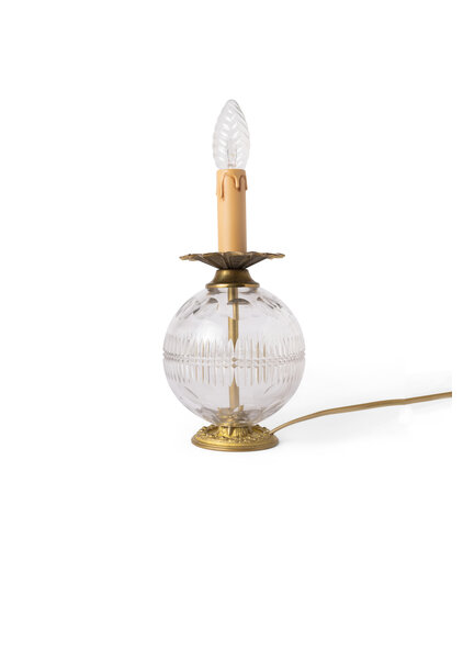 Glass Table Lamp, Glass Ball, Cut Glass, 1940s-50s