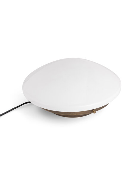 Vintage tafellamp, wit glas, plat model