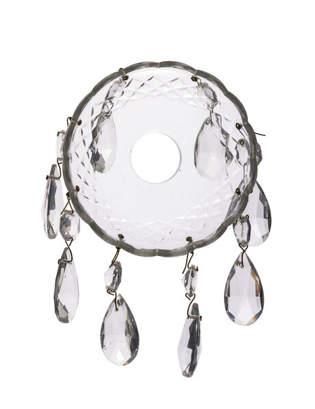 Chandelier dish, glass dish with drops