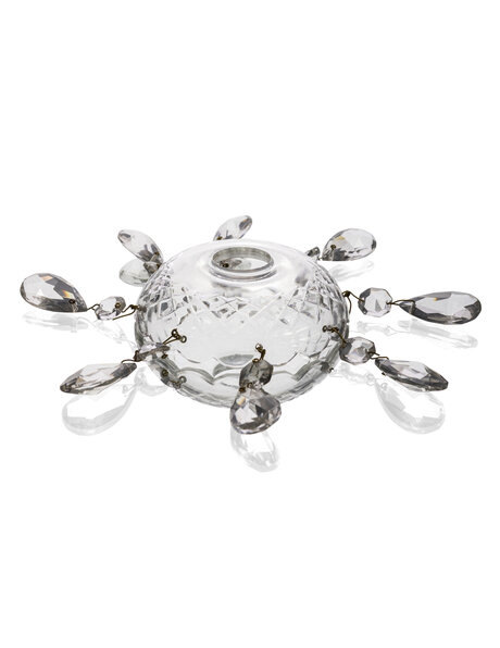 Chandelier dish, glass dish with drops