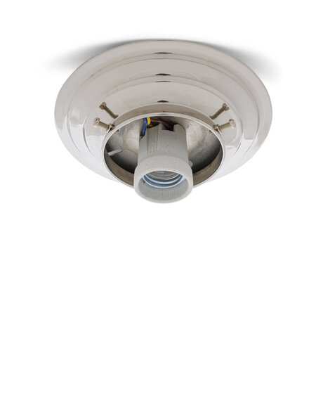 Ceiling Lamp Ring, Polished Nickel, Lamp Glass with Raised Edge with a Diameter of 8 cm / 3.15 inch