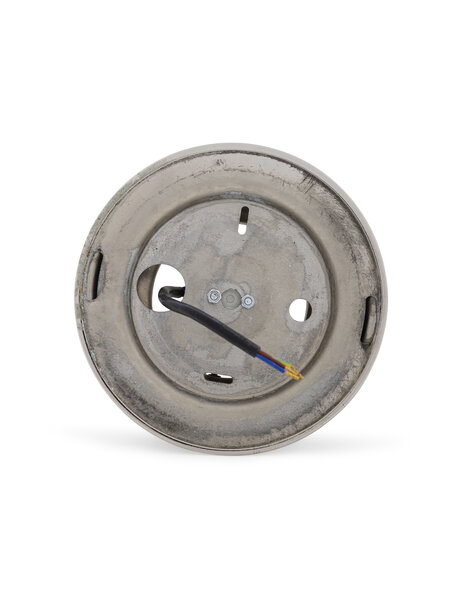 Plafonniere ring, gepolijst nikkel, lampglas met opstaande rand met diameter van 8 cm