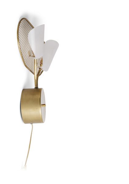 Goudkleurige Wandlamp Met Gaas En Kelkjes, Jaren 50