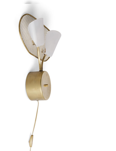 Vintage wandlamp met gaaswerk en kunststof kapjes