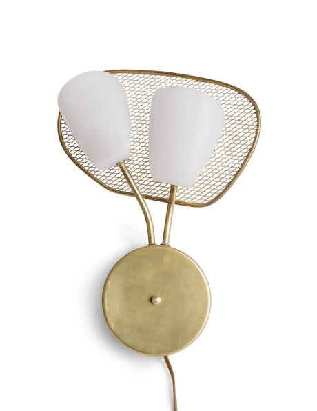 Vintage wandlamp met gaaswerk en kunststof kapjes