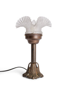 Brownish Copper Side Lamp With Fan Shape Glass, 1940s