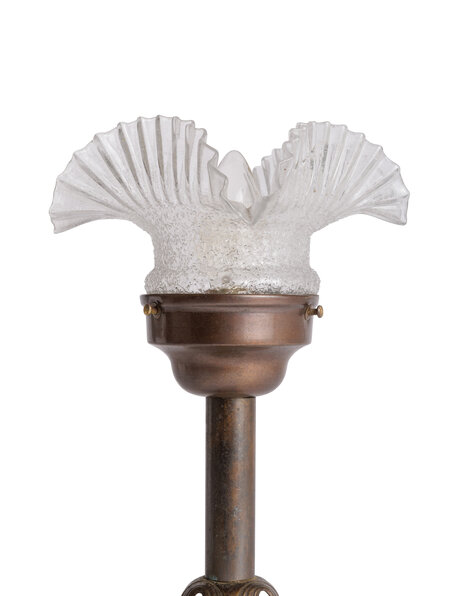 Small brown copper accent lamp frosted glass