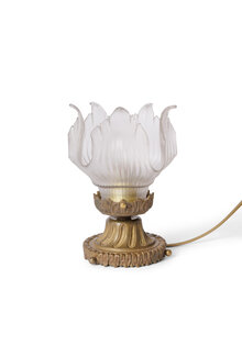 Copper Side Lamp With Frosted Glass Tulip, 1940s