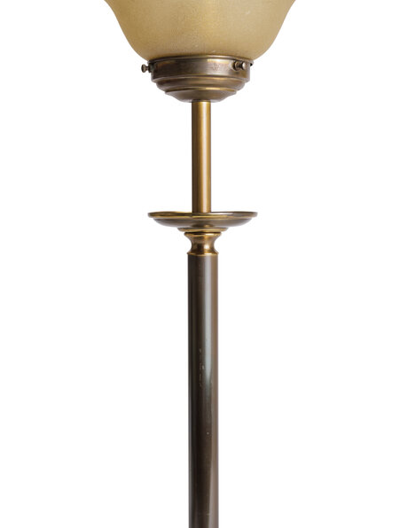 Classic high table lamp brown copper with glass shade