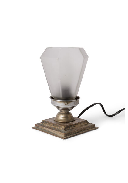 Art Deco Prism Table Lamp Frosted Glass Shade, 1930s