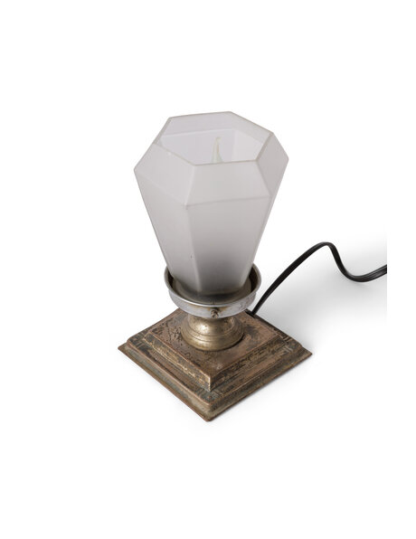 Geometric Art Deco accent light frosted glass shade