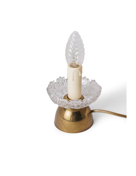 Classic small brass accent light with star pattern glass