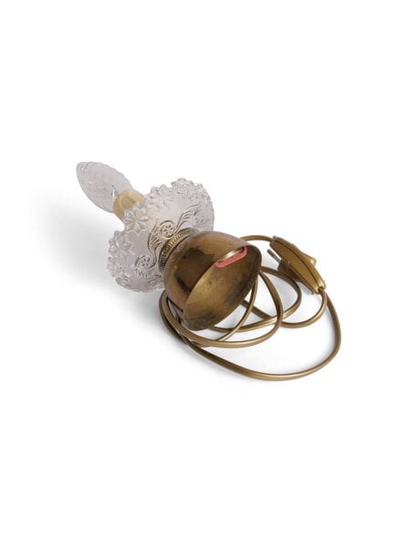 Classic small brass accent light with star pattern glass