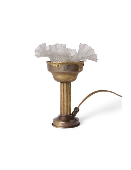 Classic brown copper accent light with ruffled glass shade