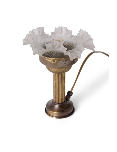 Classic brown copper accent light with ruffled glass shade