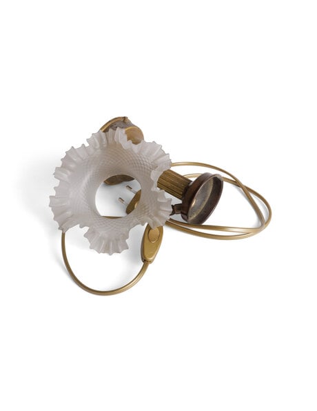 Classic brown copper accent light with ruffled glass shade