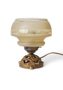 Old Side Lamp With Gold Rimmed Glass, 1940s