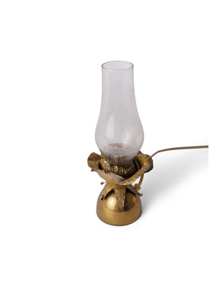 Gold copper table lamp flower shape clear oil lamp glass