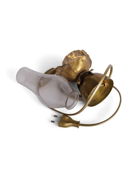 Gold copper table lamp flower shape clear oil lamp glass