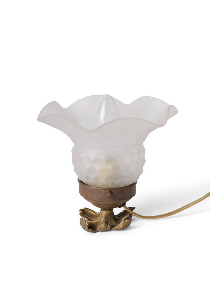 Small Frosted Tulip Lamp With Brass Chalice Base