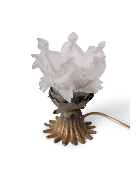 Table lamp frosted rose glass copper rose holder