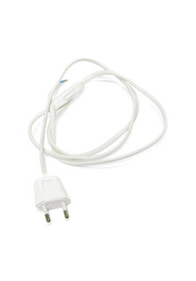Lamp Wire with Plug and Switch, White, 150 cm