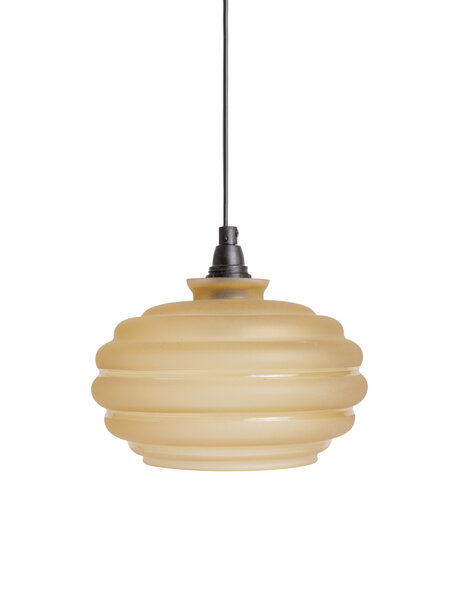 Vintage pendant lamp frosted glass light brown 1940s