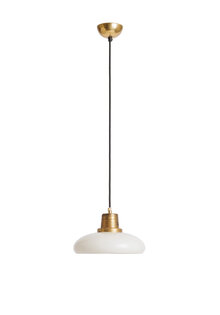 Cream Opaline Pendant Lamp Gold Copper 1940s