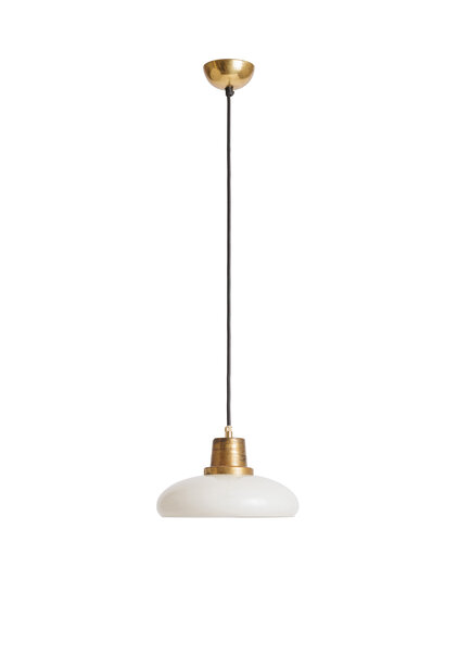 Cream Opaline Pendant Lamp Gold Copper 1940s