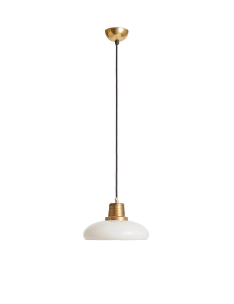 Pendant lamp cream opaline glass gold copper gallery 1940s